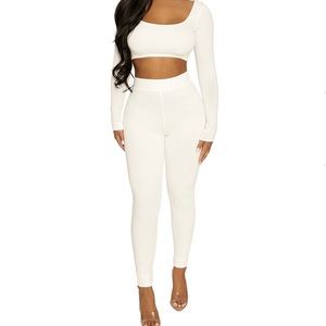 Naked Wardrobe Legging Set Size M in white